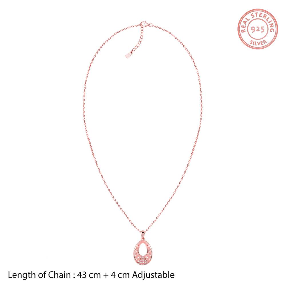 Giva 925 Silver Rose Gold Wonderful Drop Pendant With Link Chain| Necklace To Gift Women & Girls | With Certificate  : PD02525