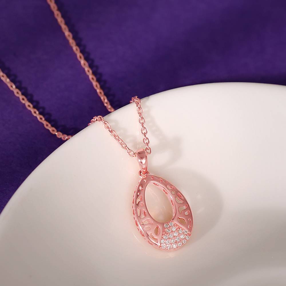 Giva 925 Silver Rose Gold Wonderful Drop Pendant With Link Chain| Necklace To Gift Women & Girls | With Certificate  : PD02525