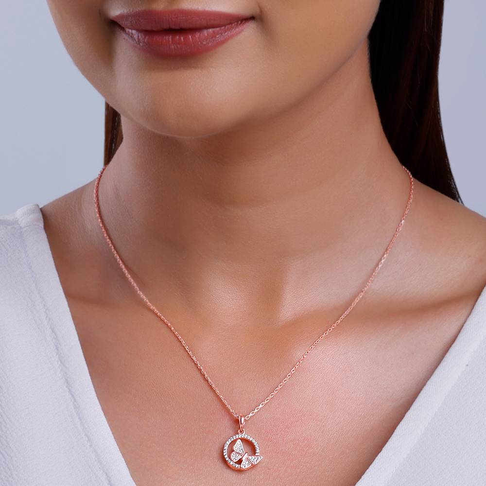 Giva 925 Silver Rose Gold Cheerful Butterfly Pendant With Link Chain| Necklace To Gift Women & Girls | With Certific : PD02529