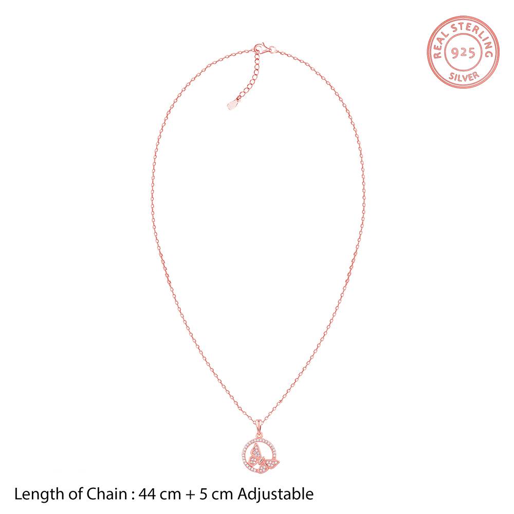 Giva 925 Silver Rose Gold Cheerful Butterfly Pendant With Link Chain| Necklace To Gift Women & Girls | With Certific : PD02529