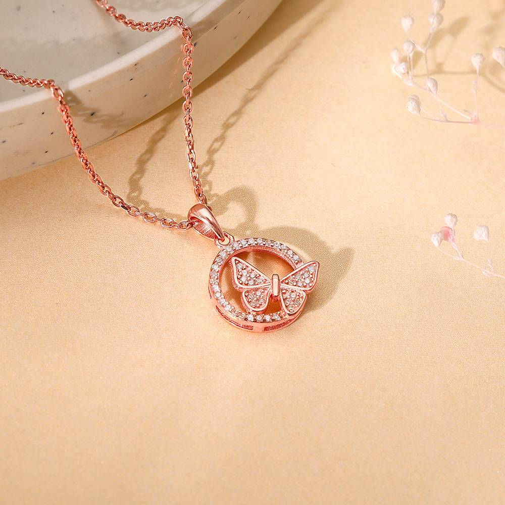Giva 925 Silver Rose Gold Cheerful Butterfly Pendant With Link Chain| Necklace To Gift Women & Girls | With Certific : PD02529