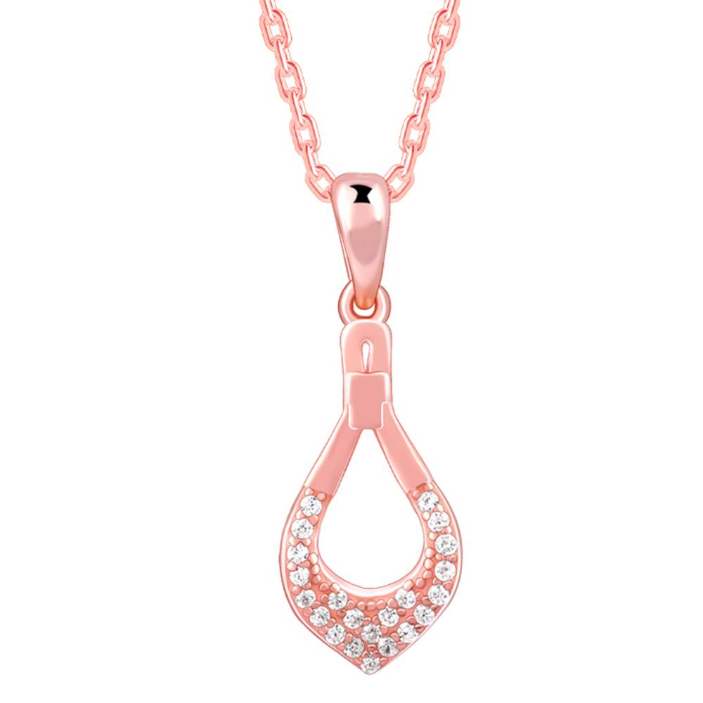 Giva 925 Silver Rose Gold Stylish Drop Pendants With Link Chain| Necklace To Gift Women & Girls | With Certificate O : PD02530