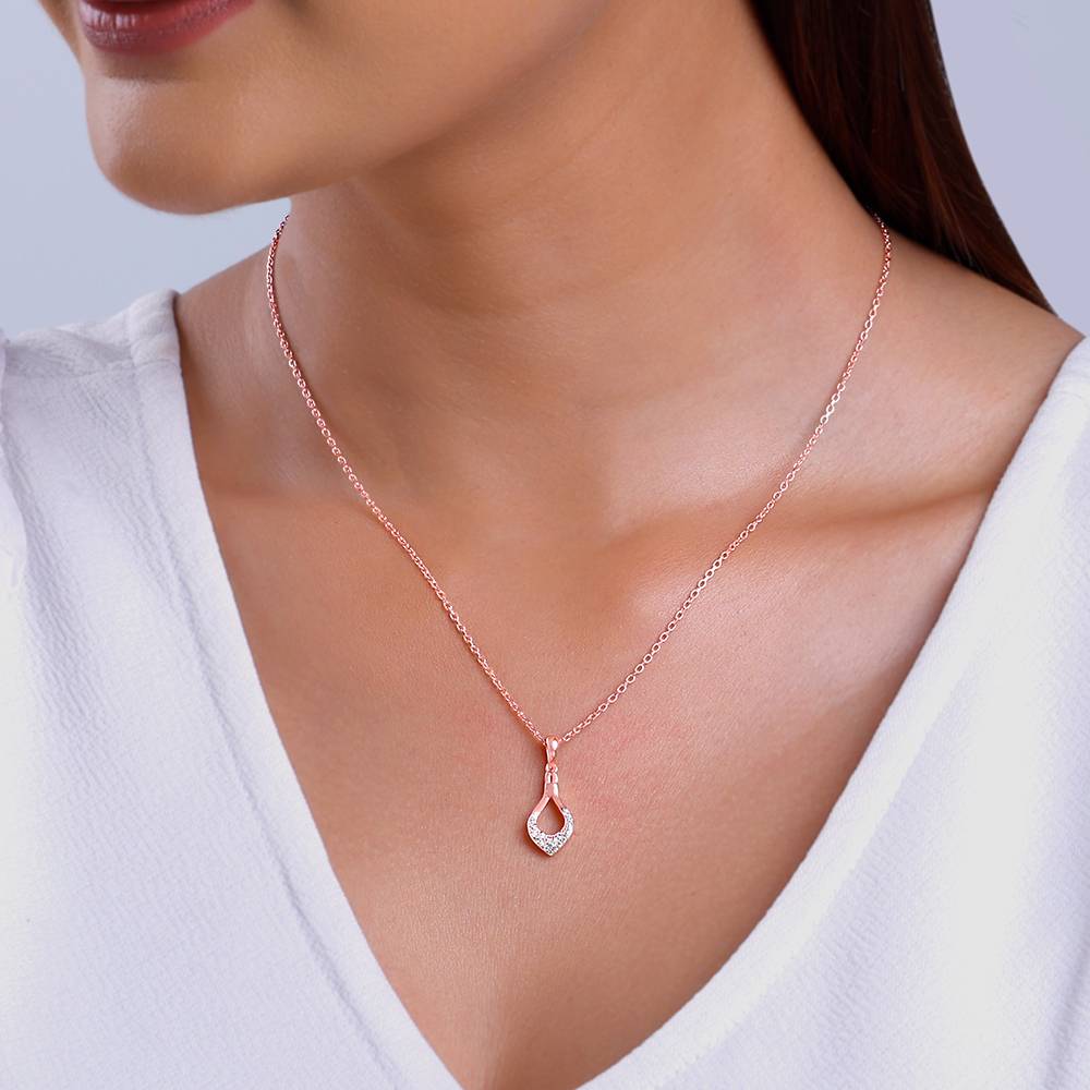 Giva 925 Silver Rose Gold Stylish Drop Pendants With Link Chain| Necklace To Gift Women & Girls | With Certificate O : PD02530