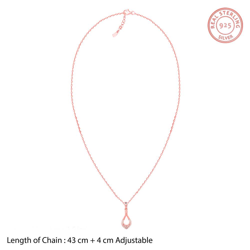Giva 925 Silver Rose Gold Stylish Drop Pendants With Link Chain| Necklace To Gift Women & Girls | With Certificate O : PD02530