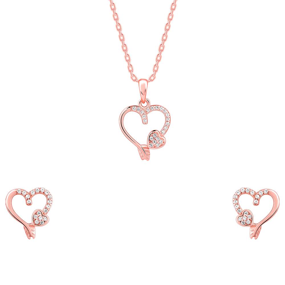 Giva 925 Silver Rose Gold Best Love Set| Gifts For Women And Girls | With Certificate Of Authenticity And 925 : PD02531ER02829