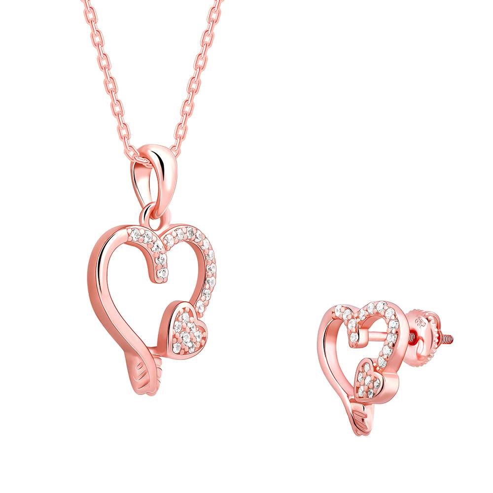 Giva 925 Silver Rose Gold Best Love Set| Gifts For Women And Girls | With Certificate Of Authenticity And 925 : PD02531ER02829