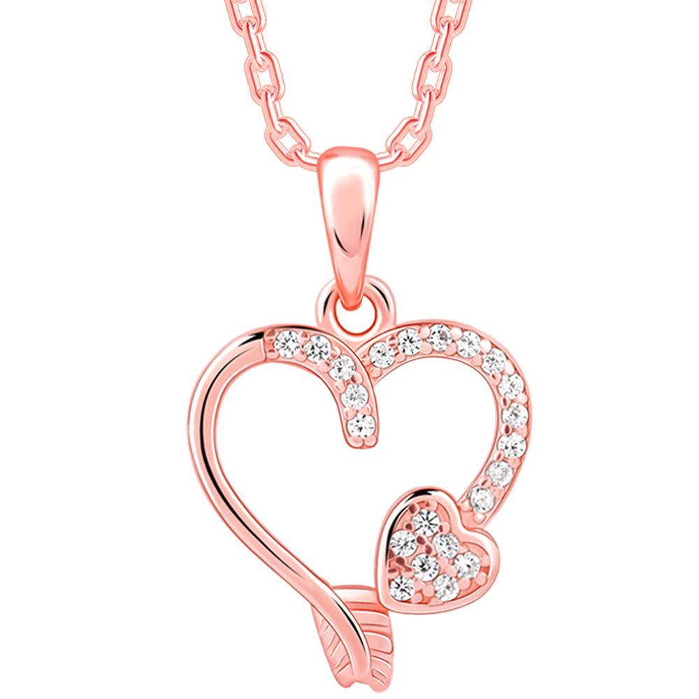 Giva 925 Silver Rose Gold Best Love Pendant With Link Chain| Necklace To Gift Women & Girls | With Certificate Of Au : PD02531