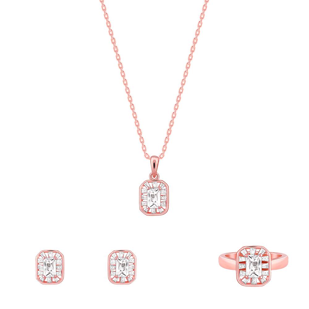 Giva 925 Silver Rose Gold Joyful Square Set Of Three| Gifts For Women And Girls | With Certificate Of A : PD02535ER02833R01834
