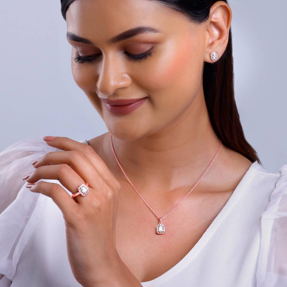 Giva 925 Silver Rose Gold Joyful Square Set Of Three| Gifts For Women And Girls | With Certificate Of A : PD02535ER02833R01834