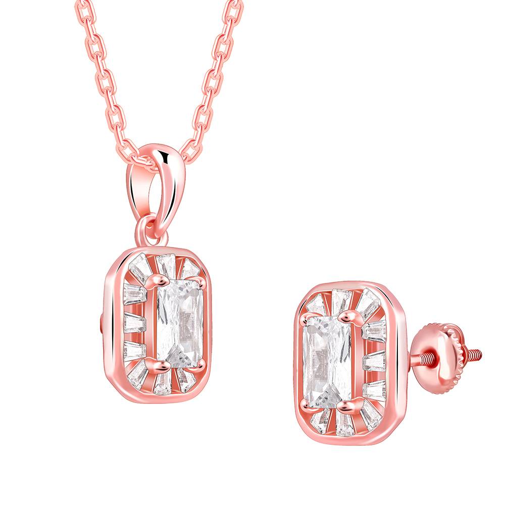 Giva 925 Silver Rose Gold Joyful Square Set| Gifts For Women And Girls | With Certificate Of Authenticity And : PD02535ER02833