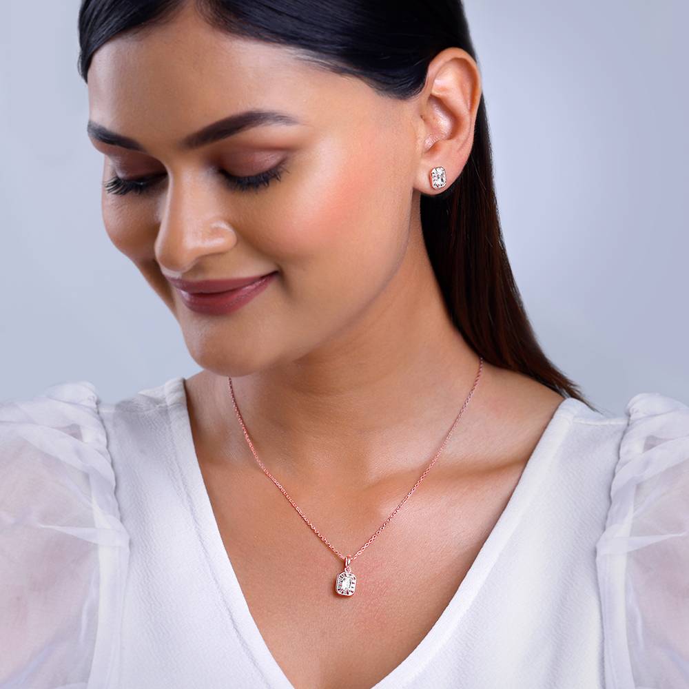 Giva 925 Silver Rose Gold Joyful Square Set| Gifts For Women And Girls | With Certificate Of Authenticity And : PD02535ER02833