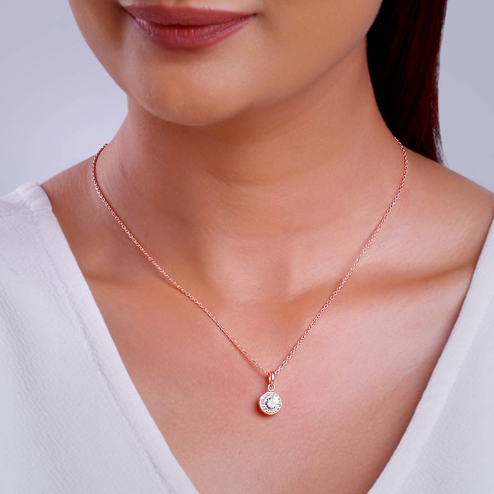Giva 925 Silver Rose Gold Most Precious Pendant With Link Chain| Necklace To Gift Women & Girls | With Certificate O : PD02536