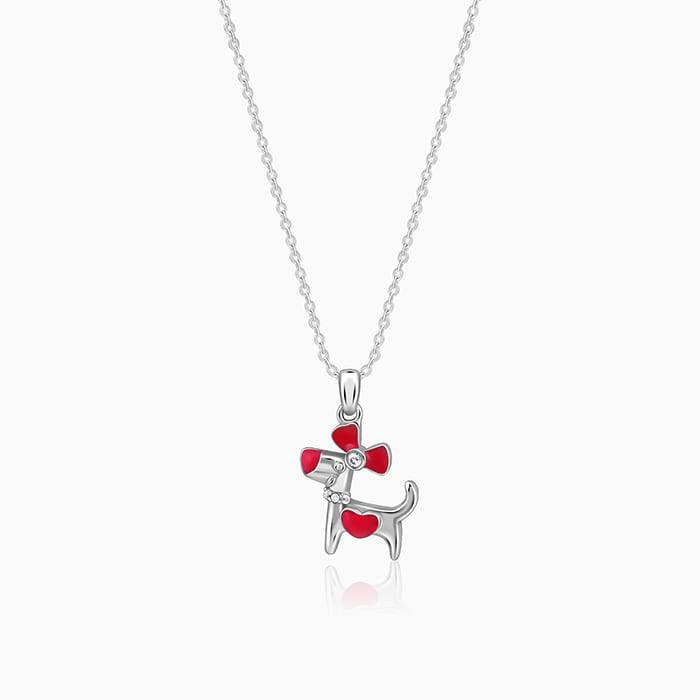 Giva 925 Silver Pink Puppy Kid'S Pendant With Link Chain| Necklace To Gift Women & Girls | With Certificate Of Authe : PD02538