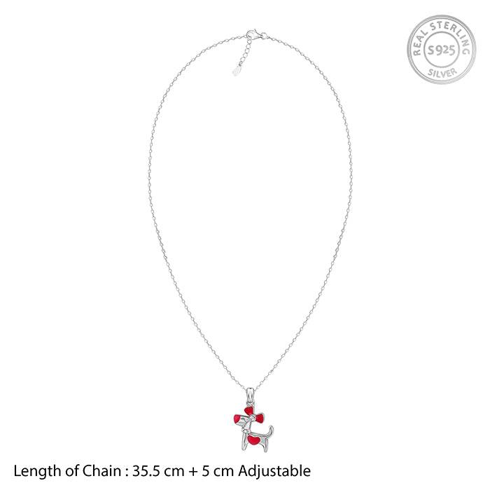 Giva 925 Silver Pink Puppy Kid'S Pendant With Link Chain| Necklace To Gift Women & Girls | With Certificate Of Authe : PD02538