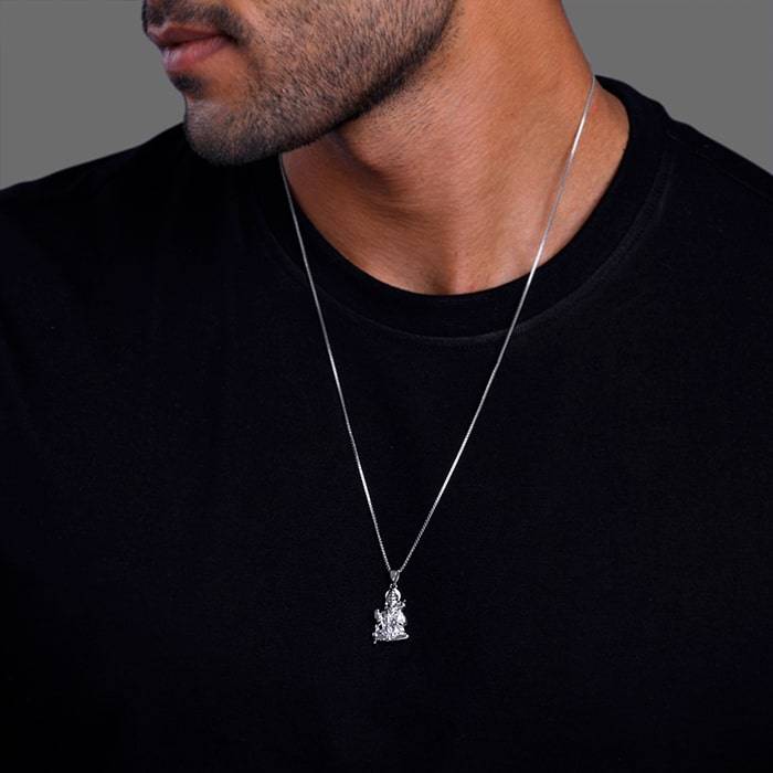 Giva 925 Silver Bajrangbali Pendant With Link Chain For Him | Gifts For Men And Boys | With Certific : PD02539