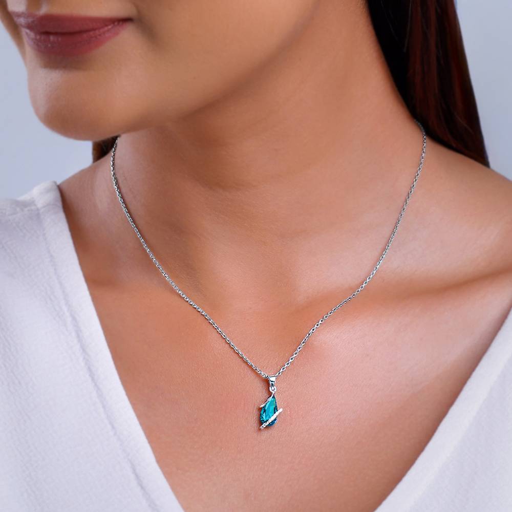 925 Silver Blue Night Pendant With Link Chain : PD02541