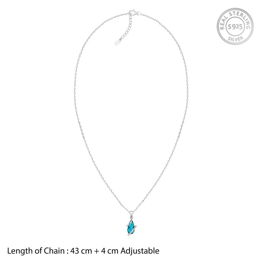 925 Silver Blue Night Pendant With Link Chain : PD02541