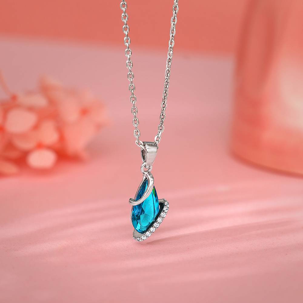 925 Silver Blue Night Pendant With Link Chain : PD02541