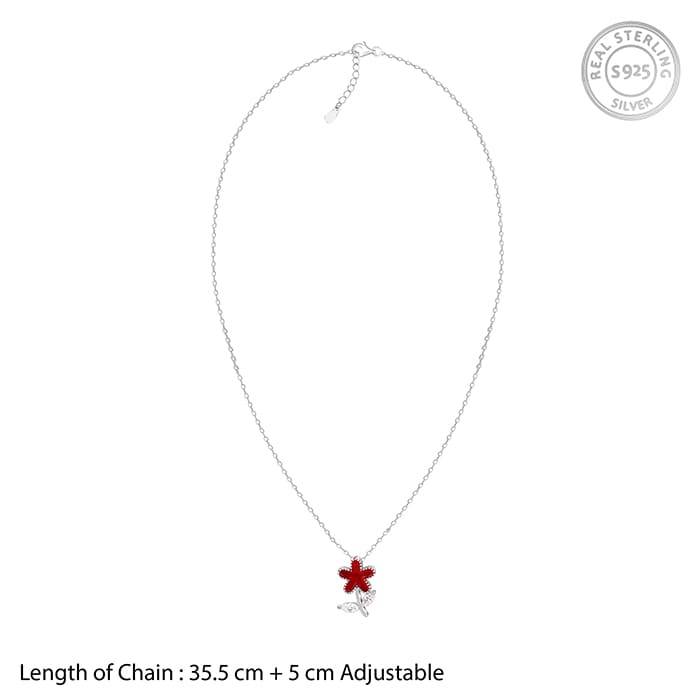 Giva 925 Silver Red Flower Kid'S Pendant With Link Chain| Necklace To Gift Women & Girls | With Certificate Of Authe : PD02542