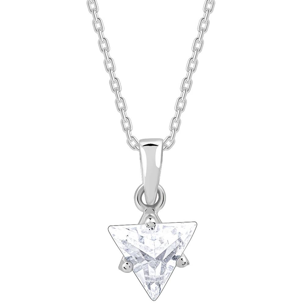 Giva 925 Silver Shiny Triangle Pendant With Link Chain| Necklace To Gift Women & Girls | With Certificate Of Authent : PD02544