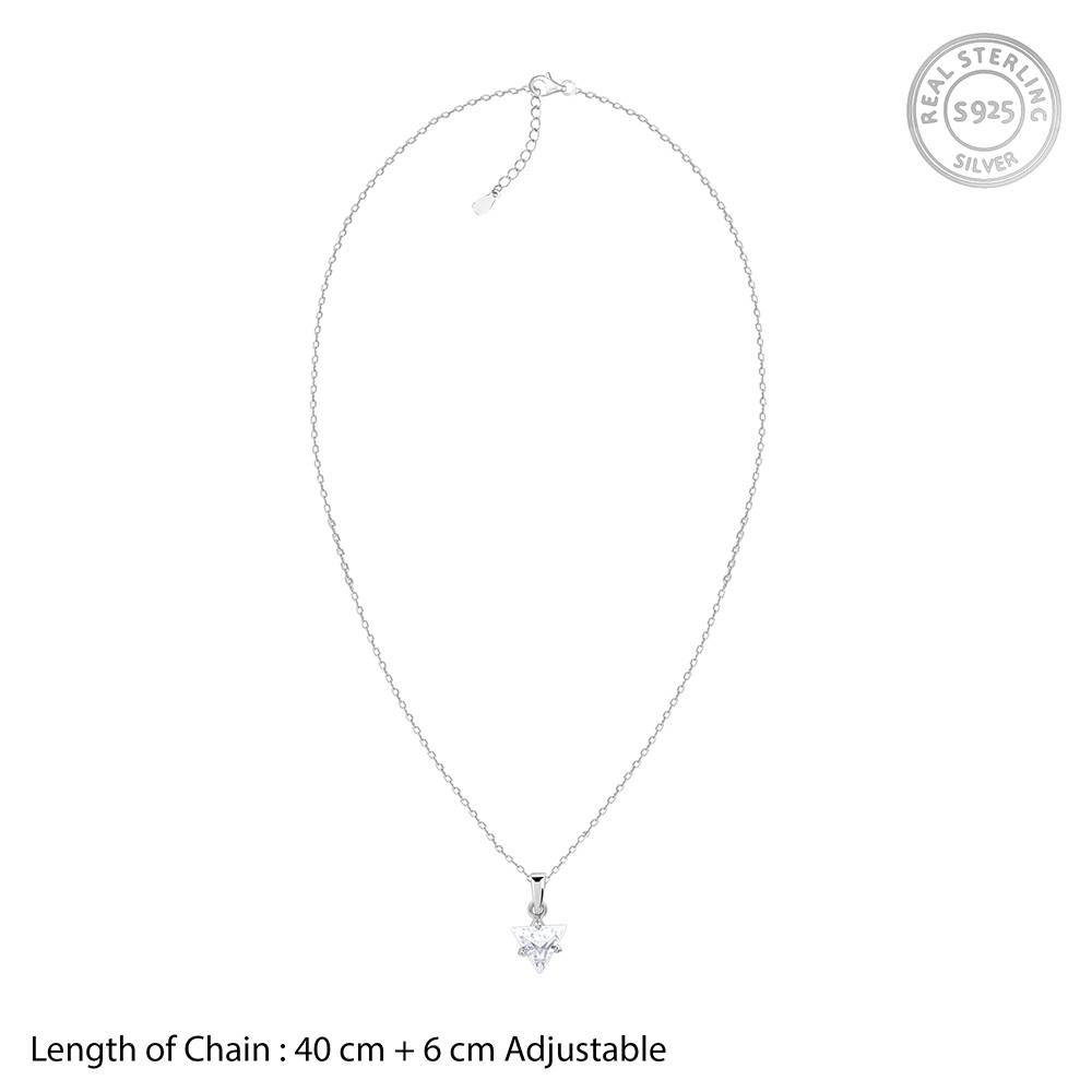 Giva 925 Silver Shiny Triangle Pendant With Link Chain| Necklace To Gift Women & Girls | With Certificate Of Authent : PD02544