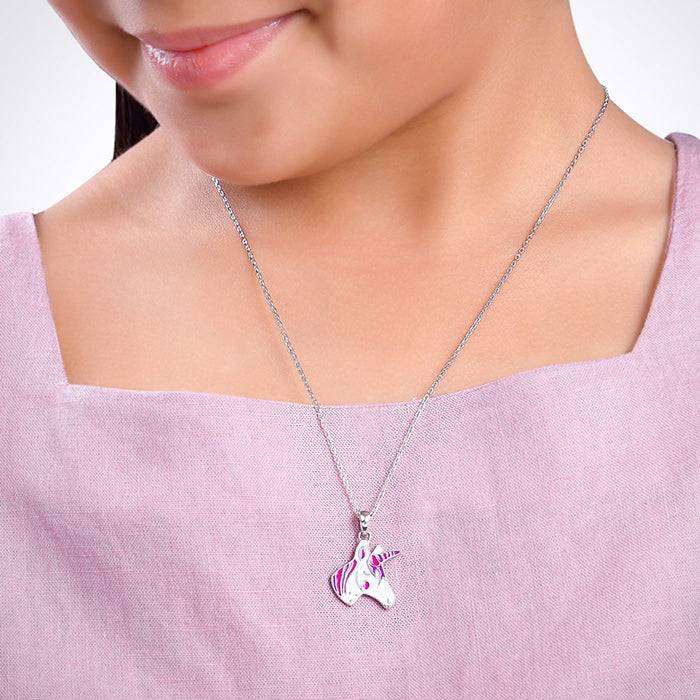 Giva 925 Silver Fairy Unicorn Kid'S Pendant With Link Chain| Necklace To Gift Women & Girls | With Certificate Of Au : PD02546