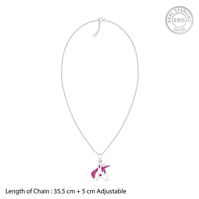 Giva 925 Silver Fairy Unicorn Kid'S Pendant With Link Chain| Necklace To Gift Women & Girls | With Certificate Of Au : PD02546