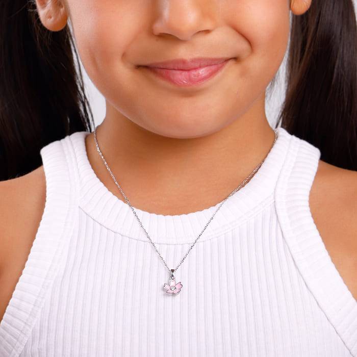 Giva 925 Silver Adorable Flower Kid'S Pendant With Link Chain| Necklace To Gift Women & Girls | With Certificate Of  : PD02549