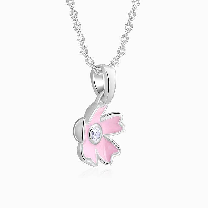 Giva 925 Silver Adorable Flower Kid'S Pendant With Link Chain| Necklace To Gift Women & Girls | With Certificate Of  : PD02549