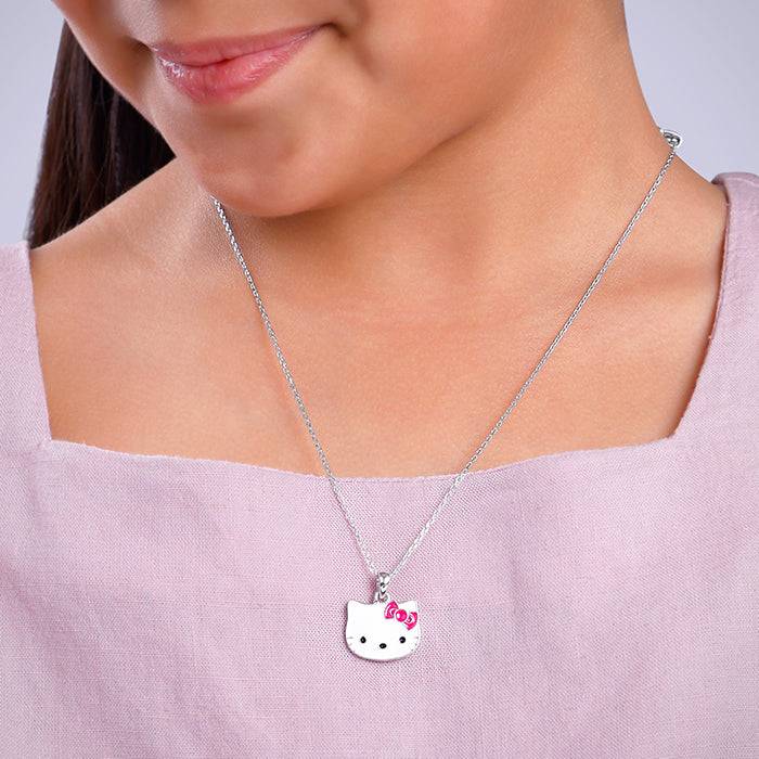 Giva 925 Silver Hello Kitty Kid'S Pendant With Link Chain| Necklace To Gift Women & Girls | With Certificate Of Auth : PD02553