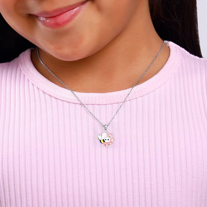 Giva 925 Silver Honeybee Kid'S Pendant With Link Chain| Necklace