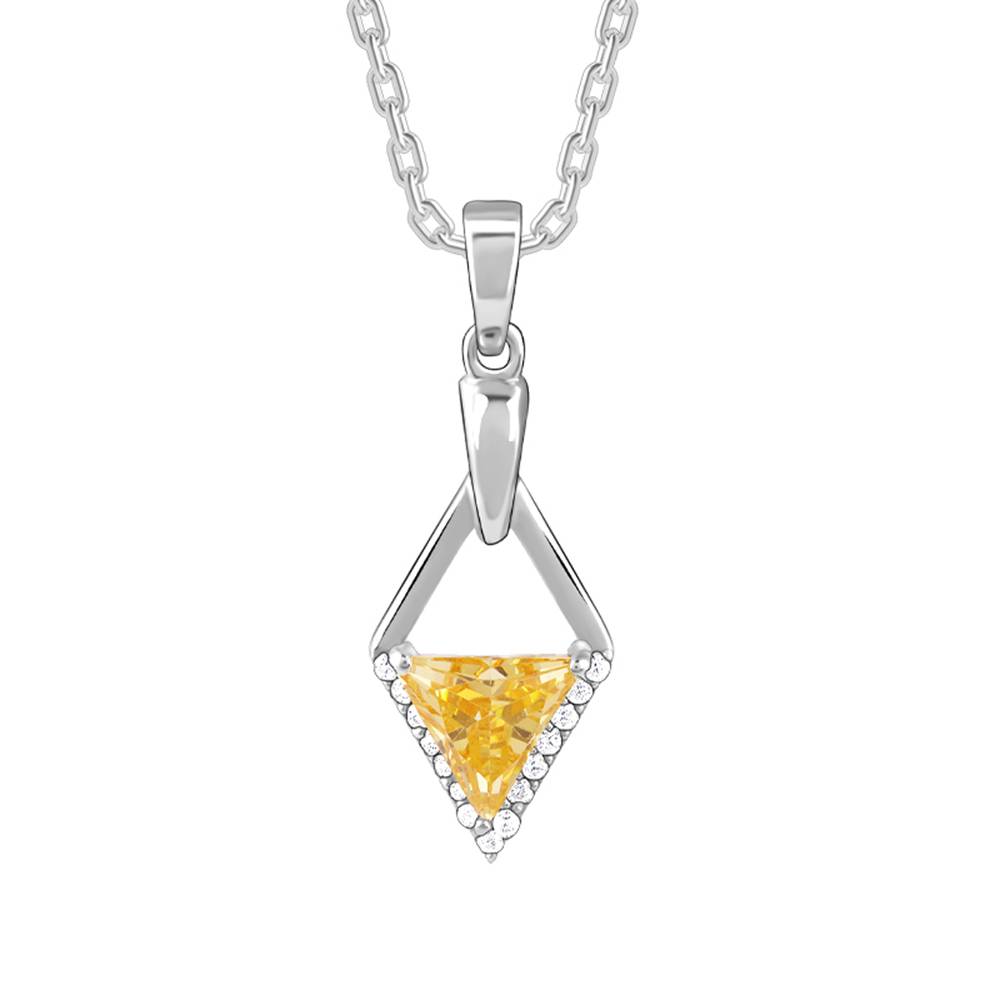 Giva 925 Silver Yellow Prism Pendant With Link Chain| Necklace To Gift Women & Girls : PD02557