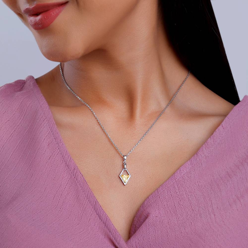 Giva 925 Silver Yellow Prism Pendant With Link Chain| Necklace To Gift Women & Girls : PD02557