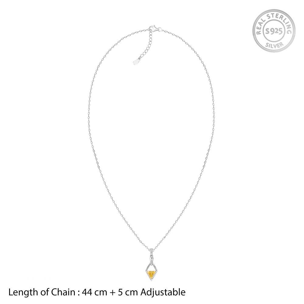 Giva 925 Silver Yellow Prism Pendant With Link Chain| Necklace To Gift Women & Girls : PD02557