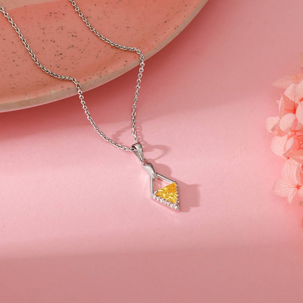 Giva 925 Silver Yellow Prism Pendant With Link Chain| Necklace To Gift Women & Girls : PD02557