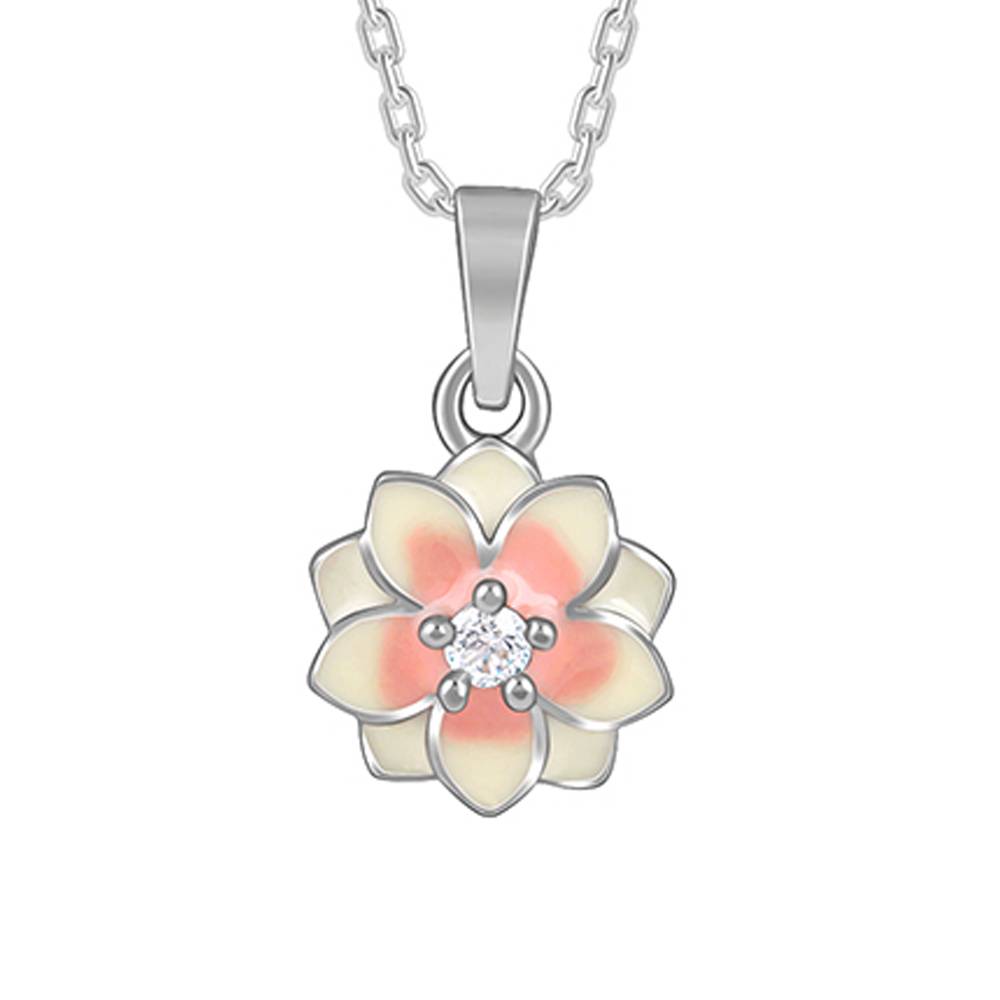 925 Silver Floral Fusion Pendant With Link Chain : PD02561