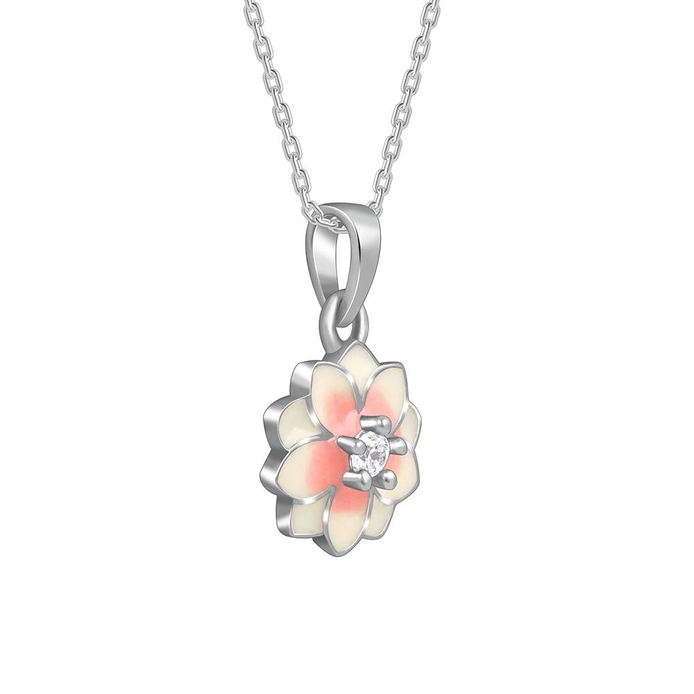 925 Silver Floral Fusion Pendant With Link Chain : PD02561