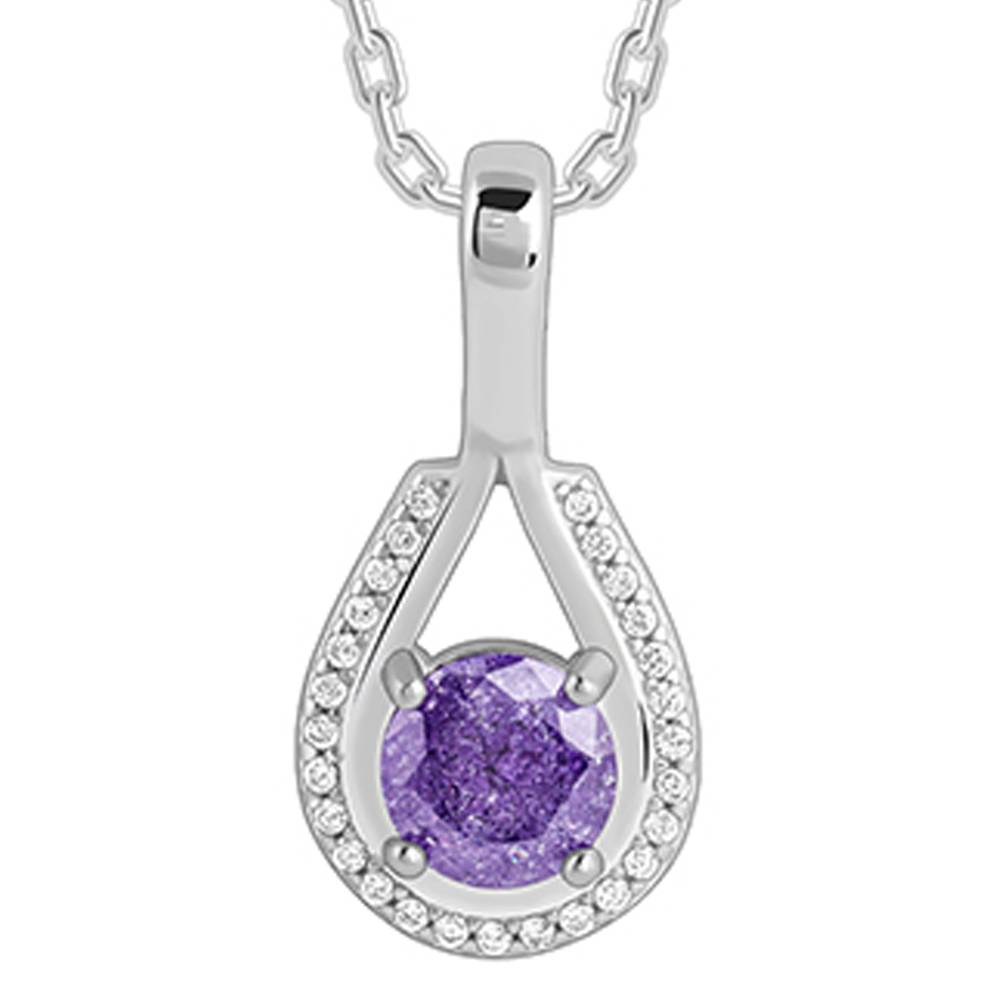 Silver Blissful Azure Pendant With Link Chain : PD02567
