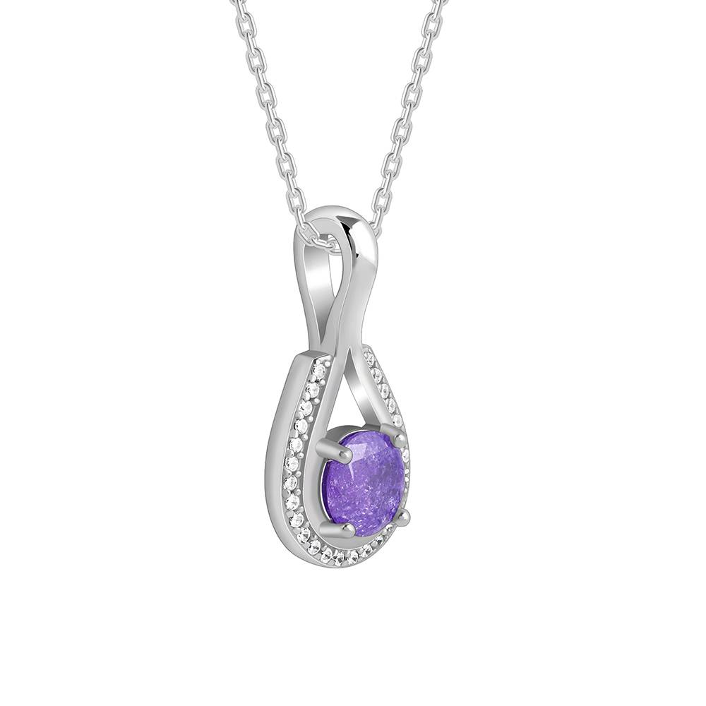 Silver Blissful Azure Pendant With Link Chain : PD02567
