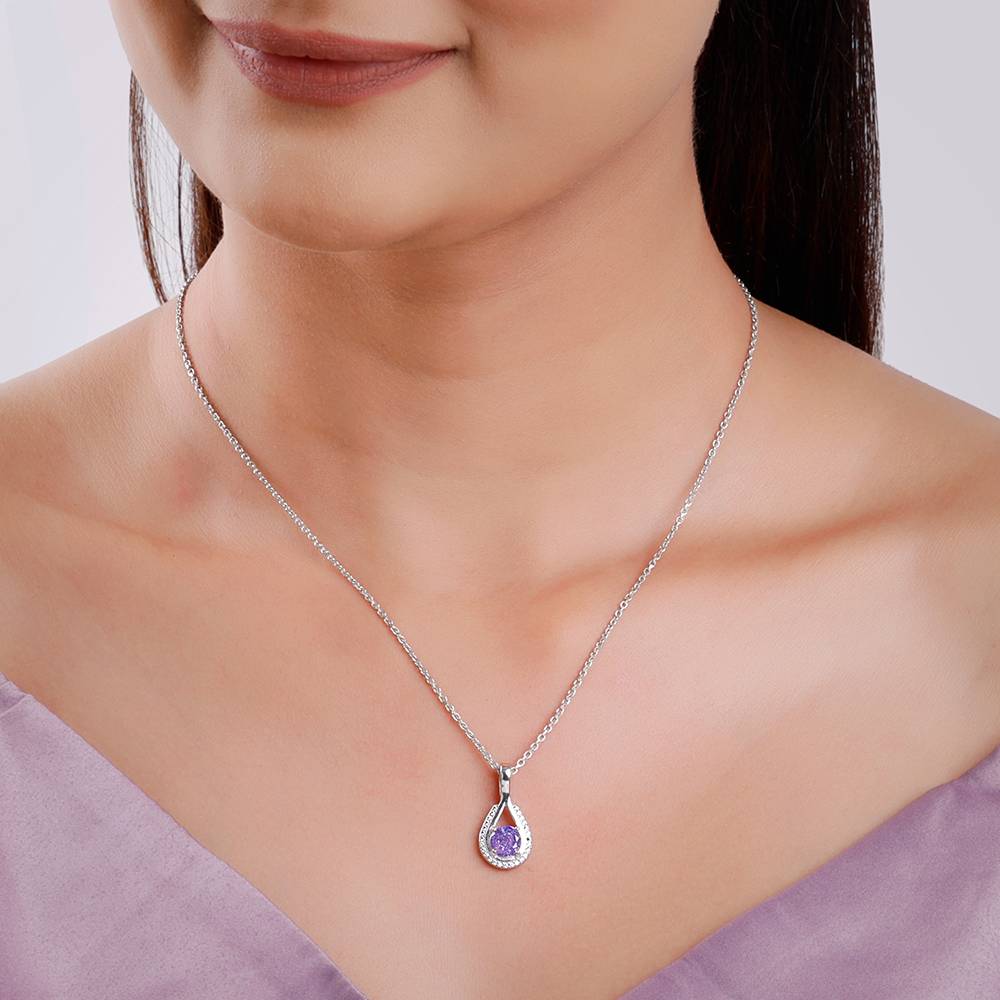 Silver Blissful Azure Pendant With Link Chain : PD02567