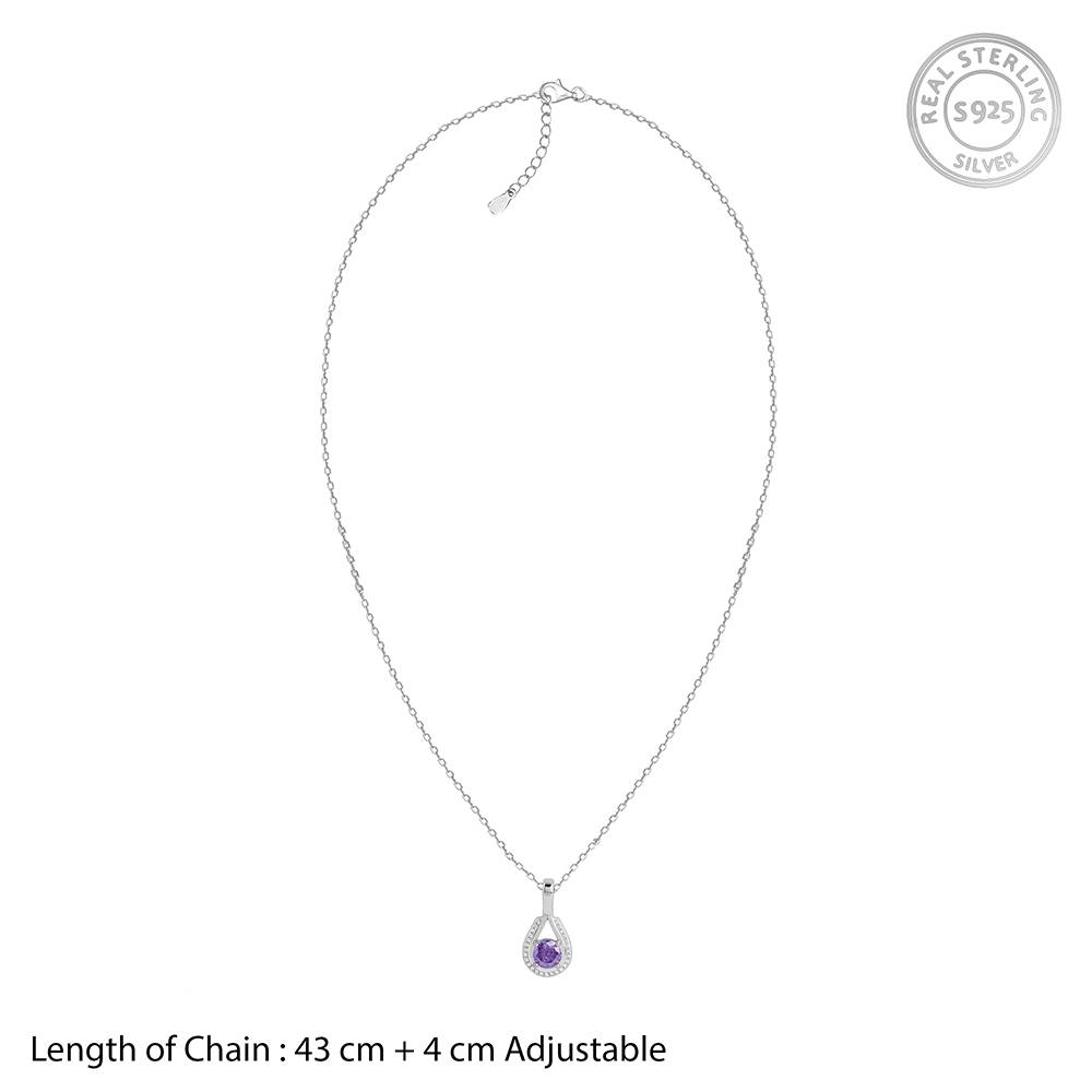 Silver Blissful Azure Pendant With Link Chain : PD02567