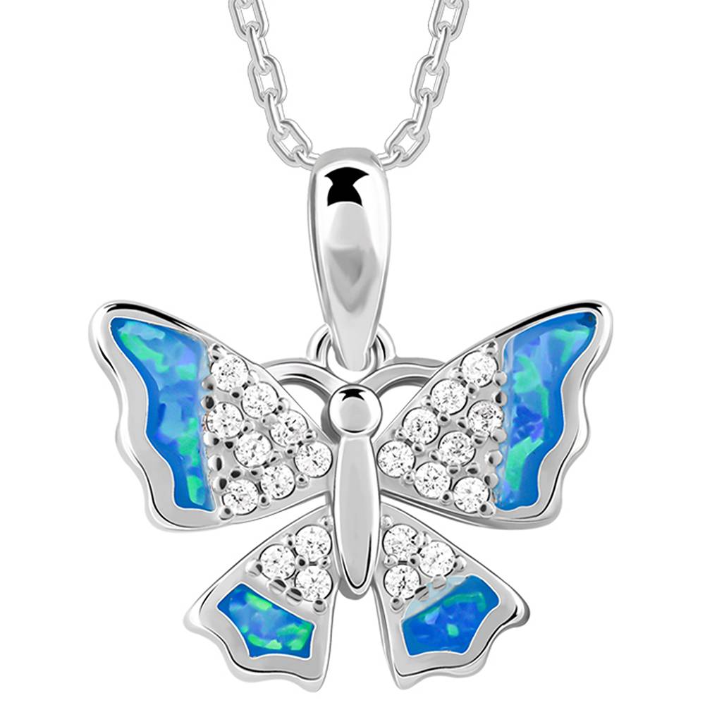 925 Silver Azure Butterfly Pendant With Link Chain : PD02569