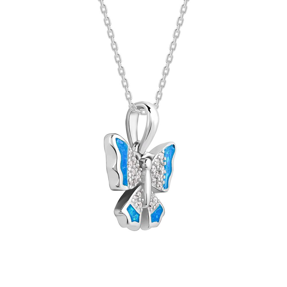 925 Silver Azure Butterfly Pendant With Link Chain : PD02569
