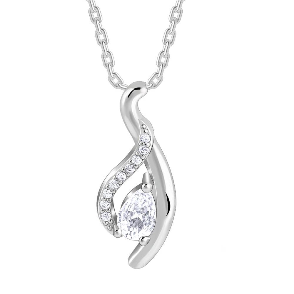 Silver Dancing Swirl Pendant With Link Chain : PD02584
