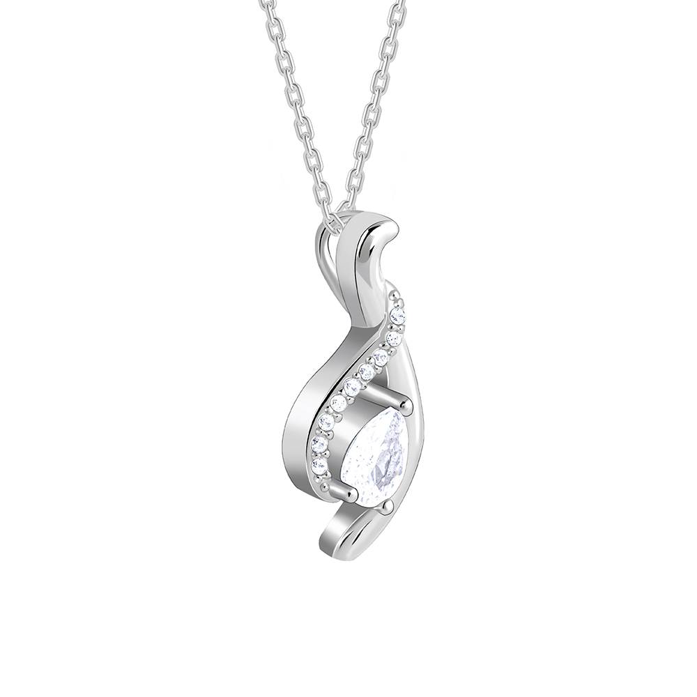 Silver Dancing Swirl Pendant With Link Chain : PD02584