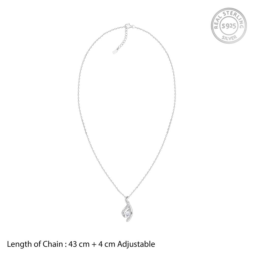 Silver Dancing Swirl Pendant With Link Chain : PD02584