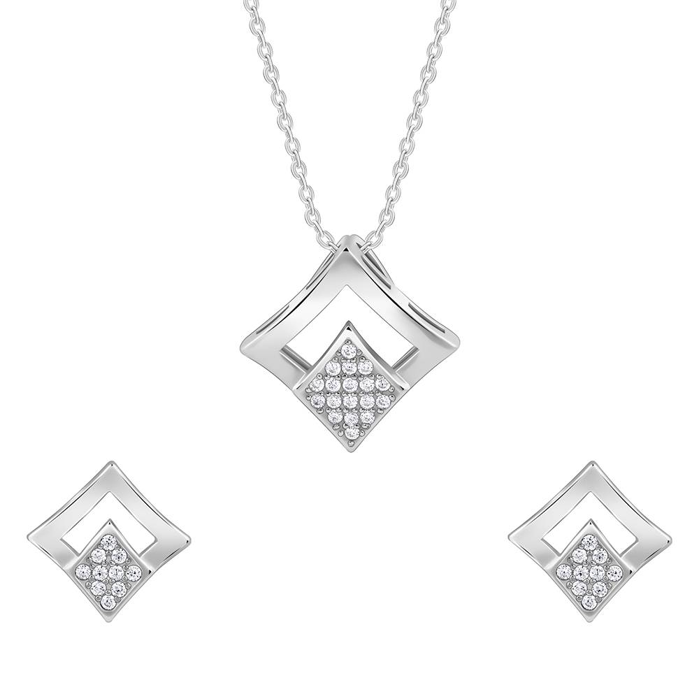 925 Silver Radiant Rhombus Set : PD02585ER02858
