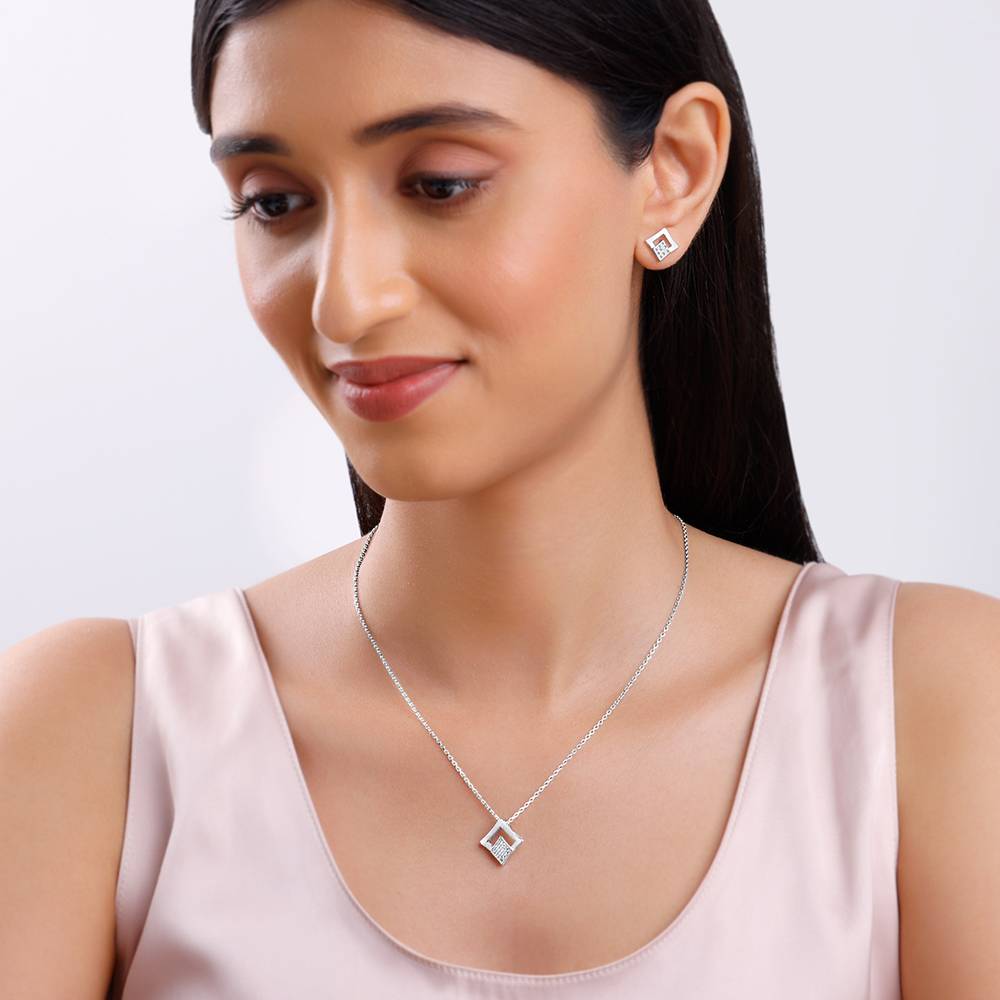 925 Silver Radiant Rhombus Set : PD02585ER02858