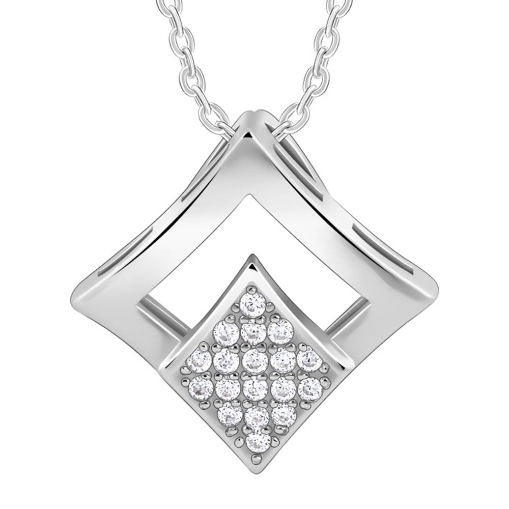 925 Silver Radiant Rhombus Pendant With Link Chain : PD02585