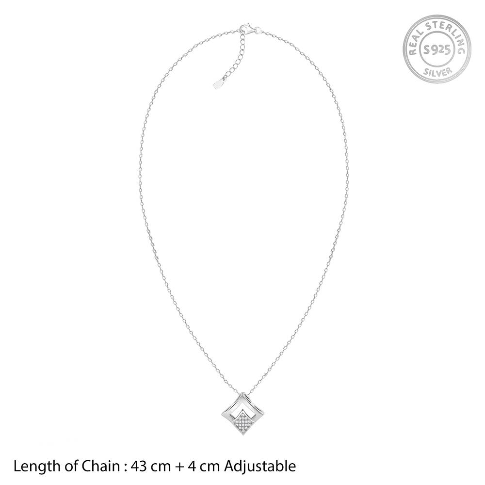 925 Silver Radiant Rhombus Pendant With Link Chain : PD02585